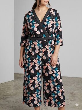 Anthropologie Floral Wrap Cropped Jumpsuit